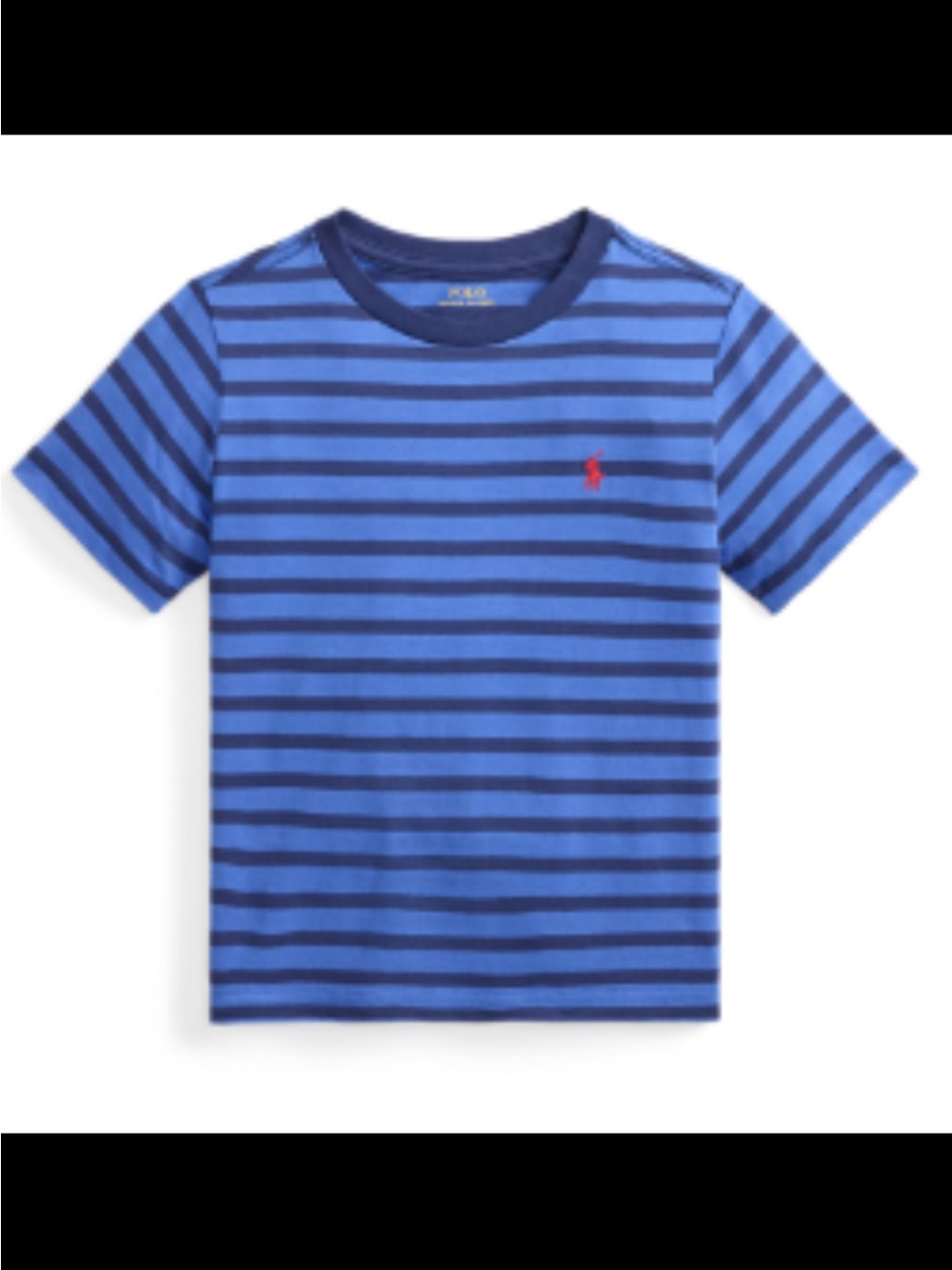 Polo by Ralph Lauren Blue Striped Crew Tee with Red Pony